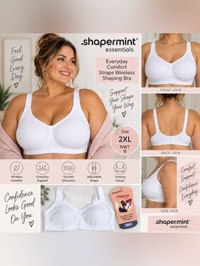 Shapermint Essentials Wireless Shaping Bra White 2XL NWT